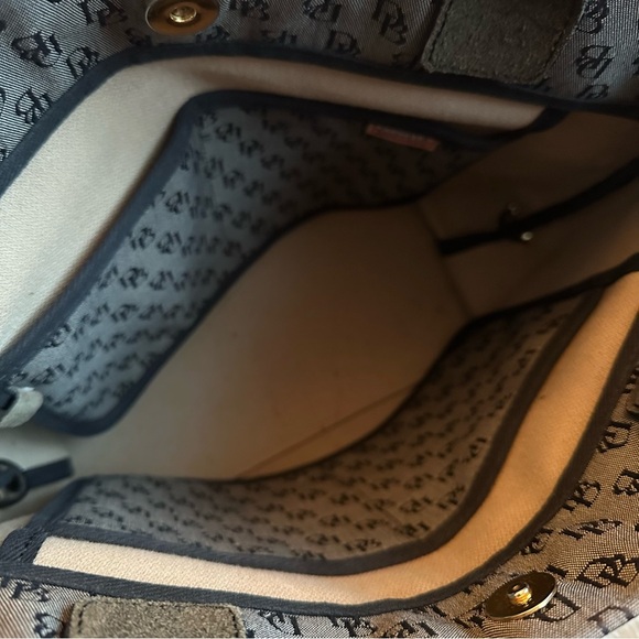 Y2K Vintage Dooney & Bourke Grey Black Monogram Handbag Canvas Shoulder Bag Tote - Picture 14 of 14